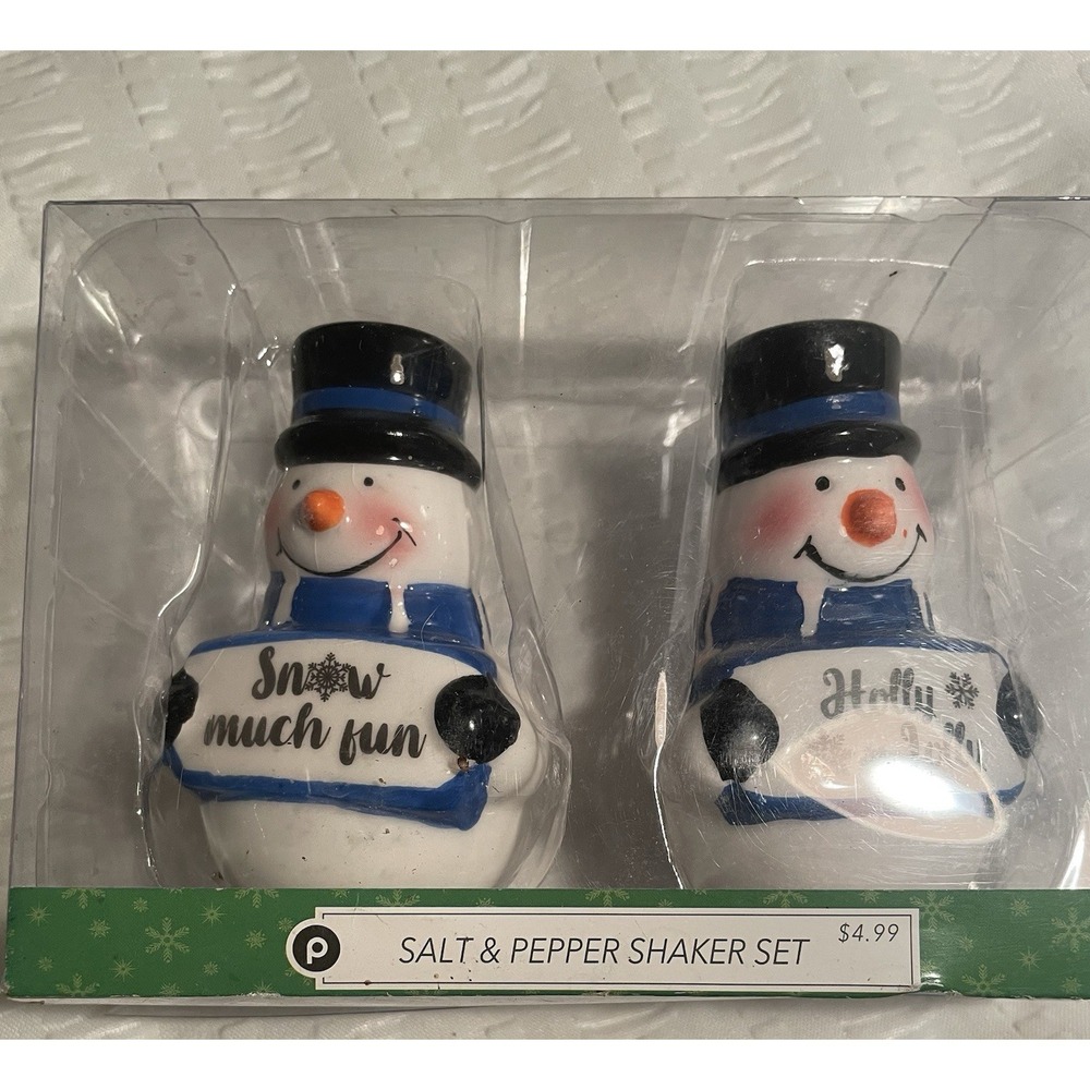 Publix Holiday Snowman Salt & Pepper Shaker Set Christmas Snowman Winter NIB